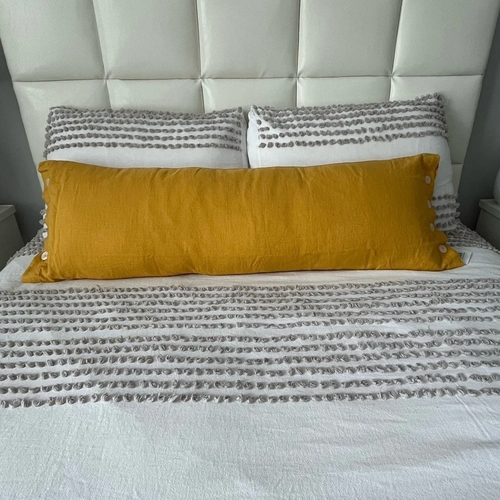 Serena & Lily 100% Linen Boothbay Sunflower 14”x40” Pillow Cover NWT Coastal